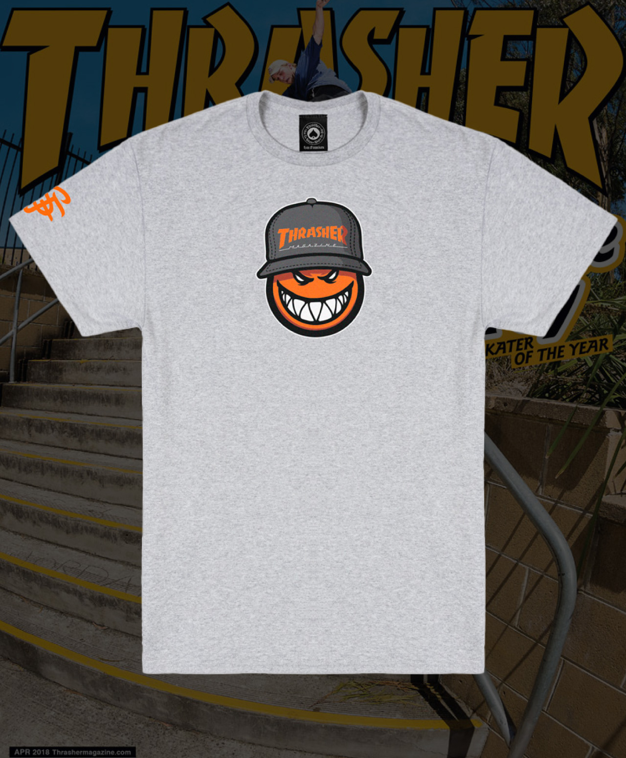 THRASHER X SPITFIRE SF LOC TEE SPORT GREY