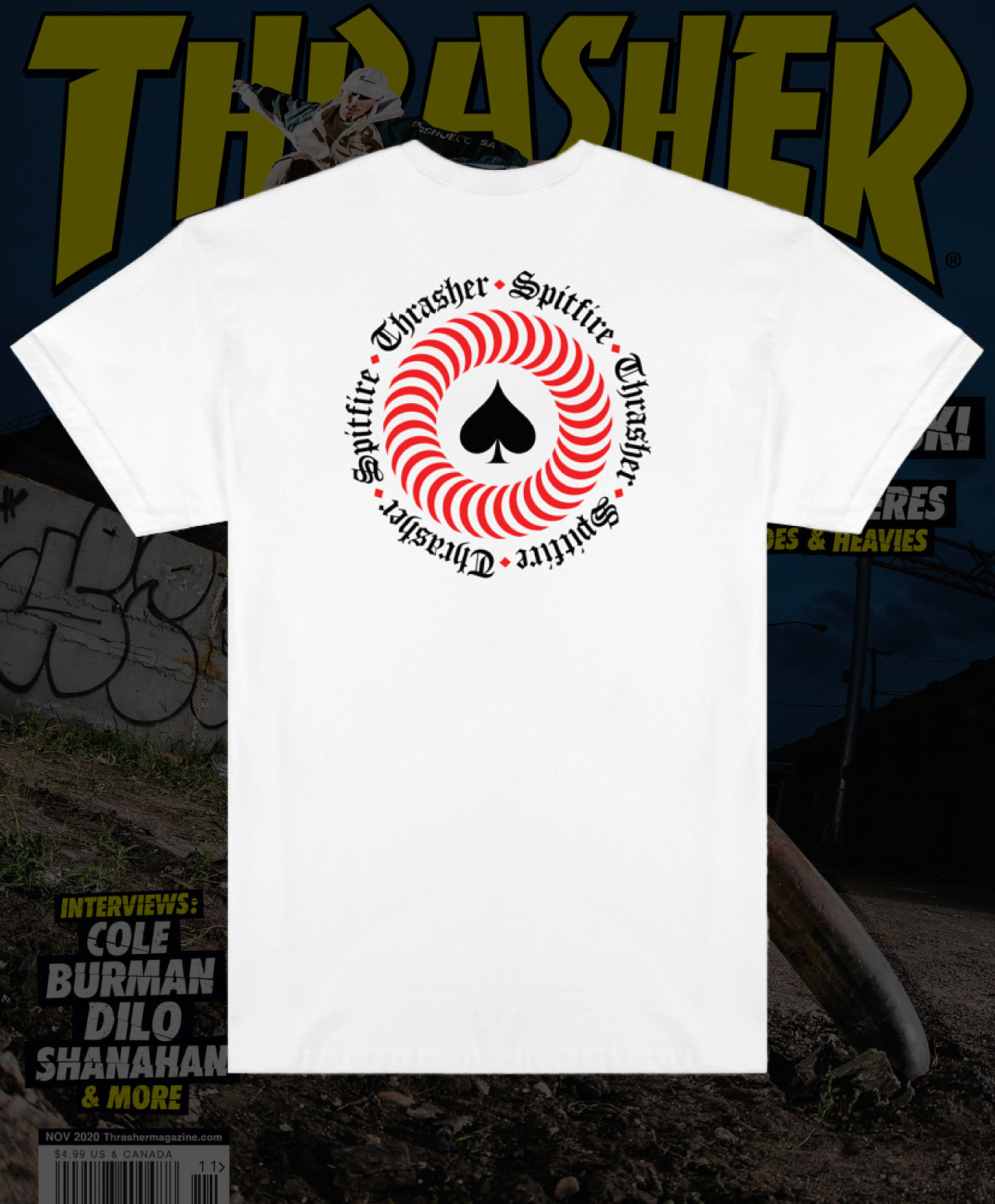 THRASHER X SPITFIRE THE END OATH TEE WHITE