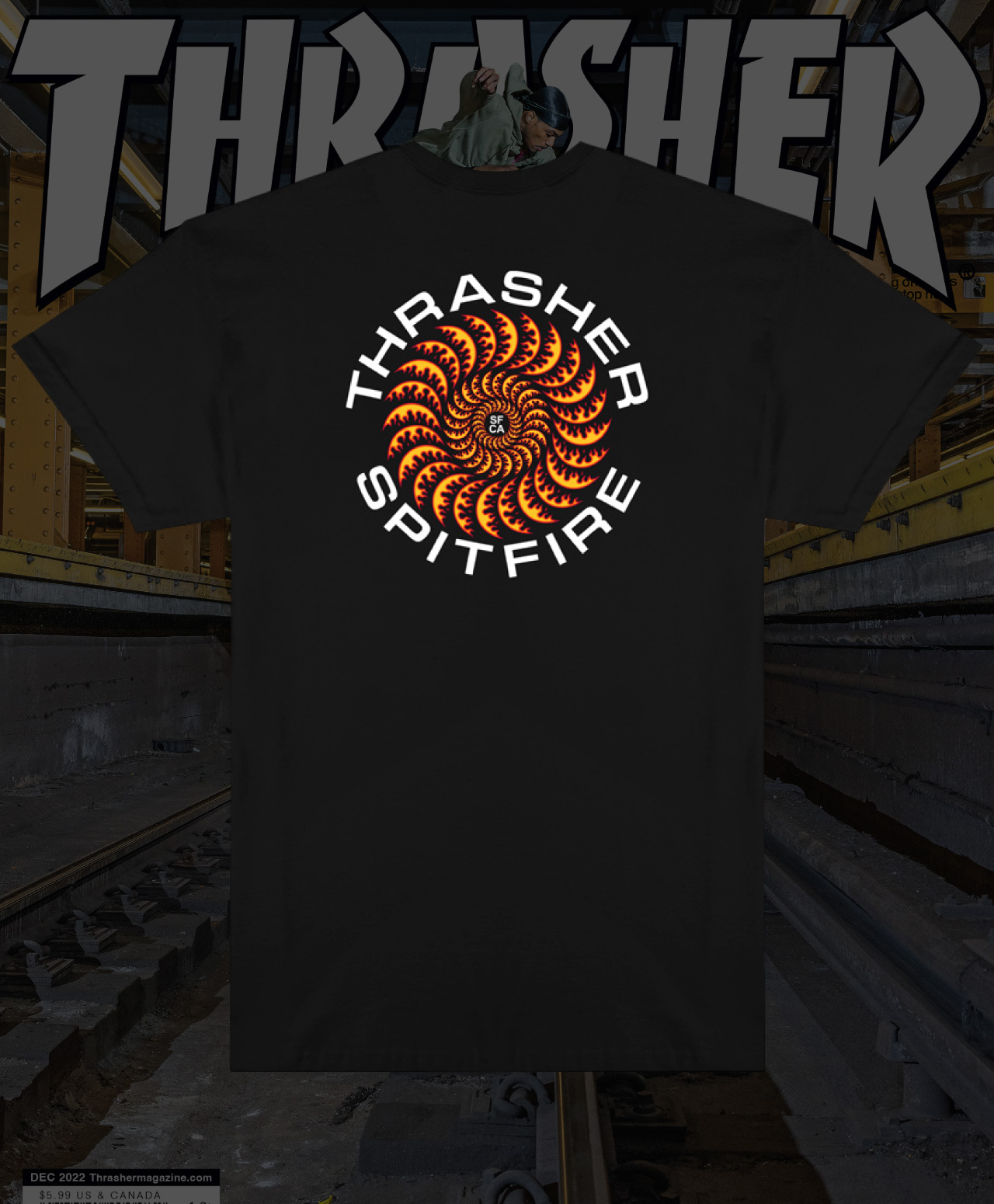 THRASHER X SPITFIRE CLASSIC SWIRL TEE BLACK