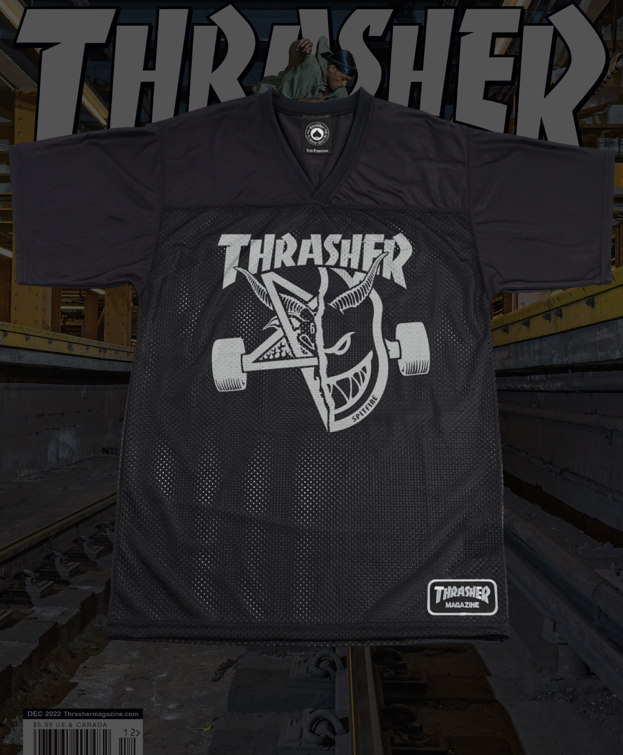 THRASHER X SPITFIRE THRASH & BURN JERSEY BLACK