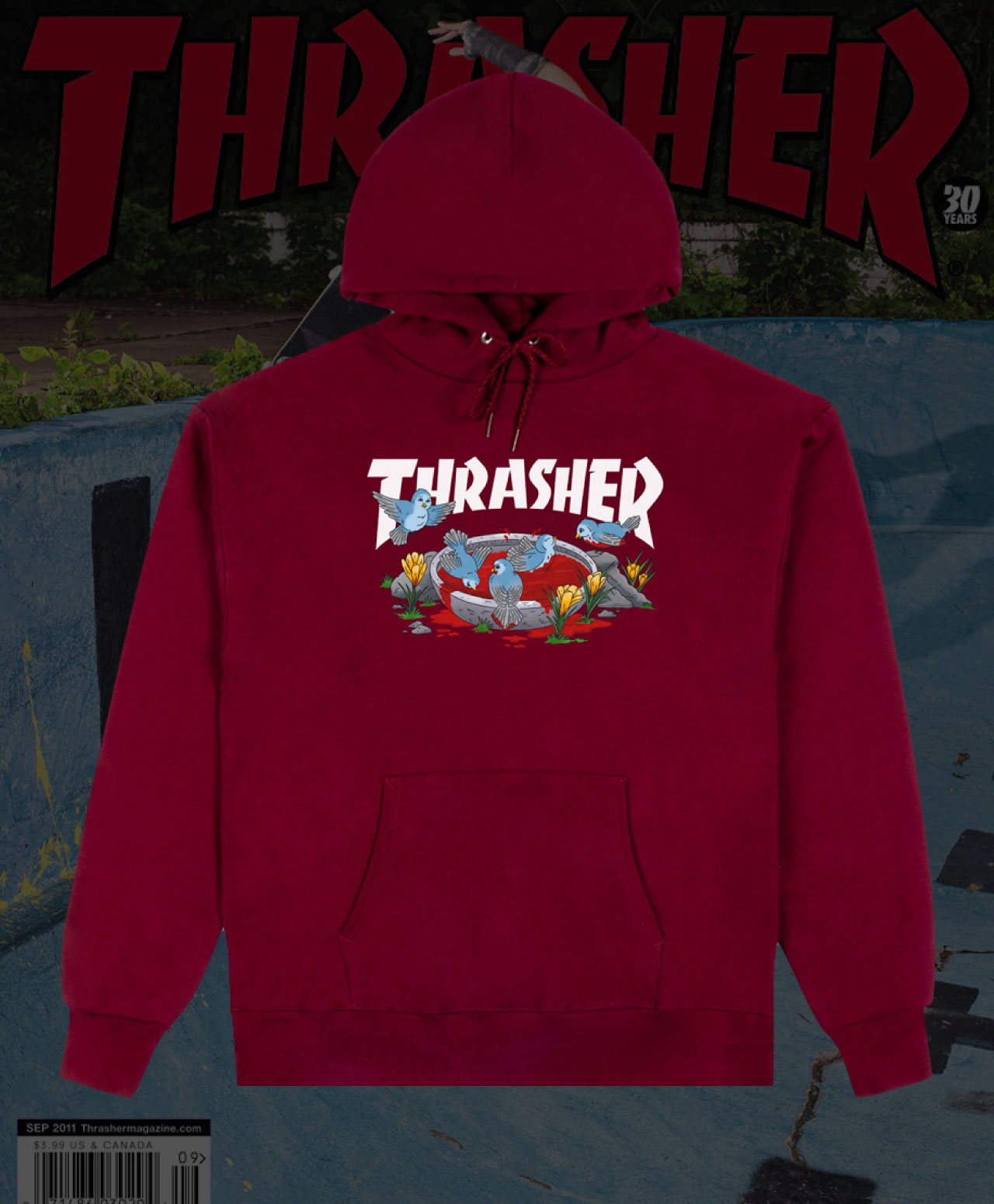 THRASHER BLOOD BATH HOOD MAROON