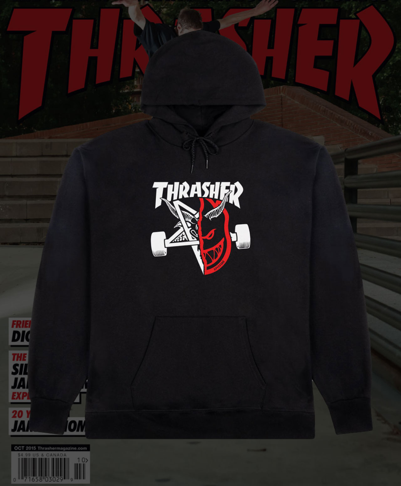 THRASHER X SPITFIRE THRASH & BURN HOOD BLACK