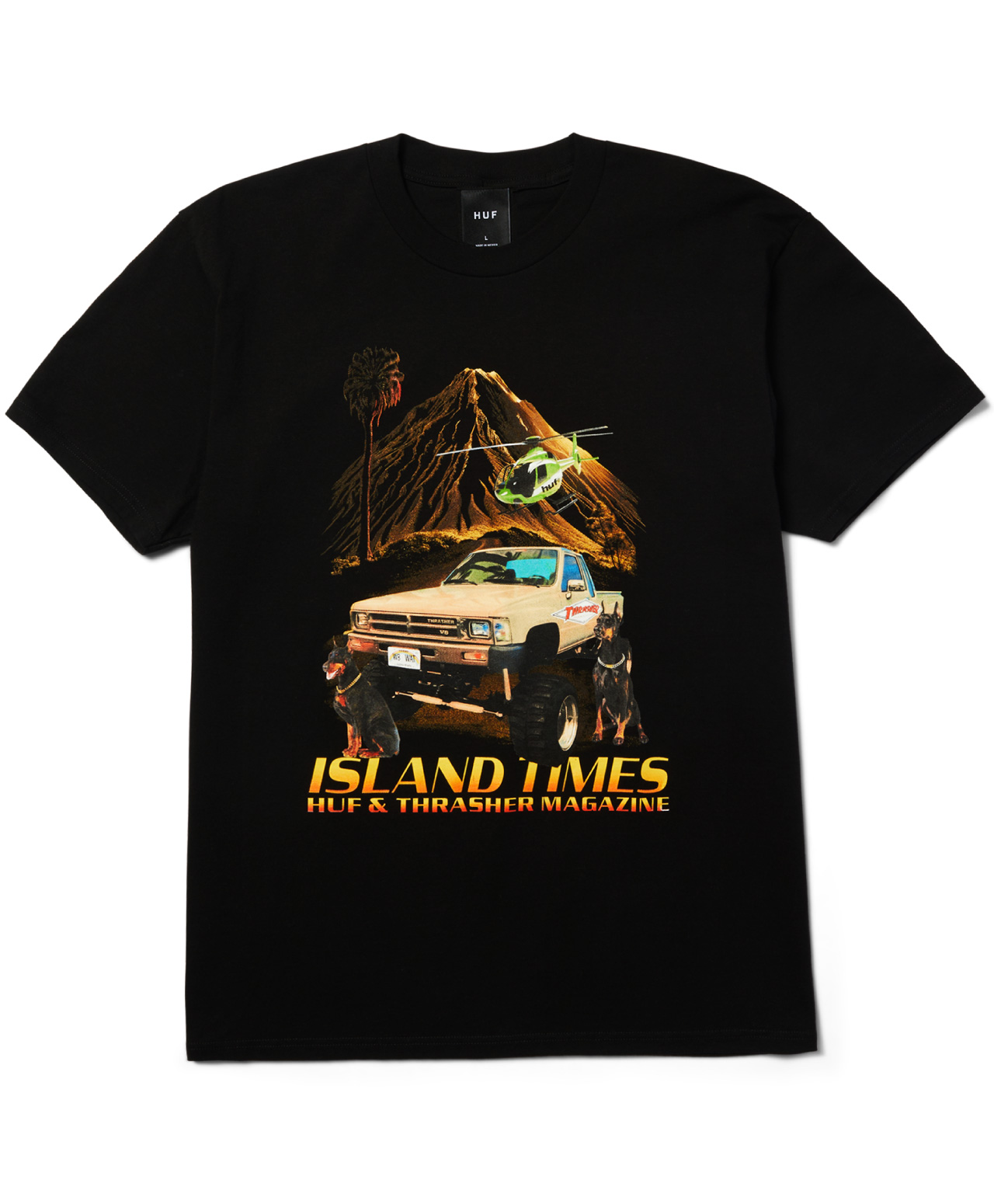 HUF X THRASHER ISLAND TIMES TEE BLACK