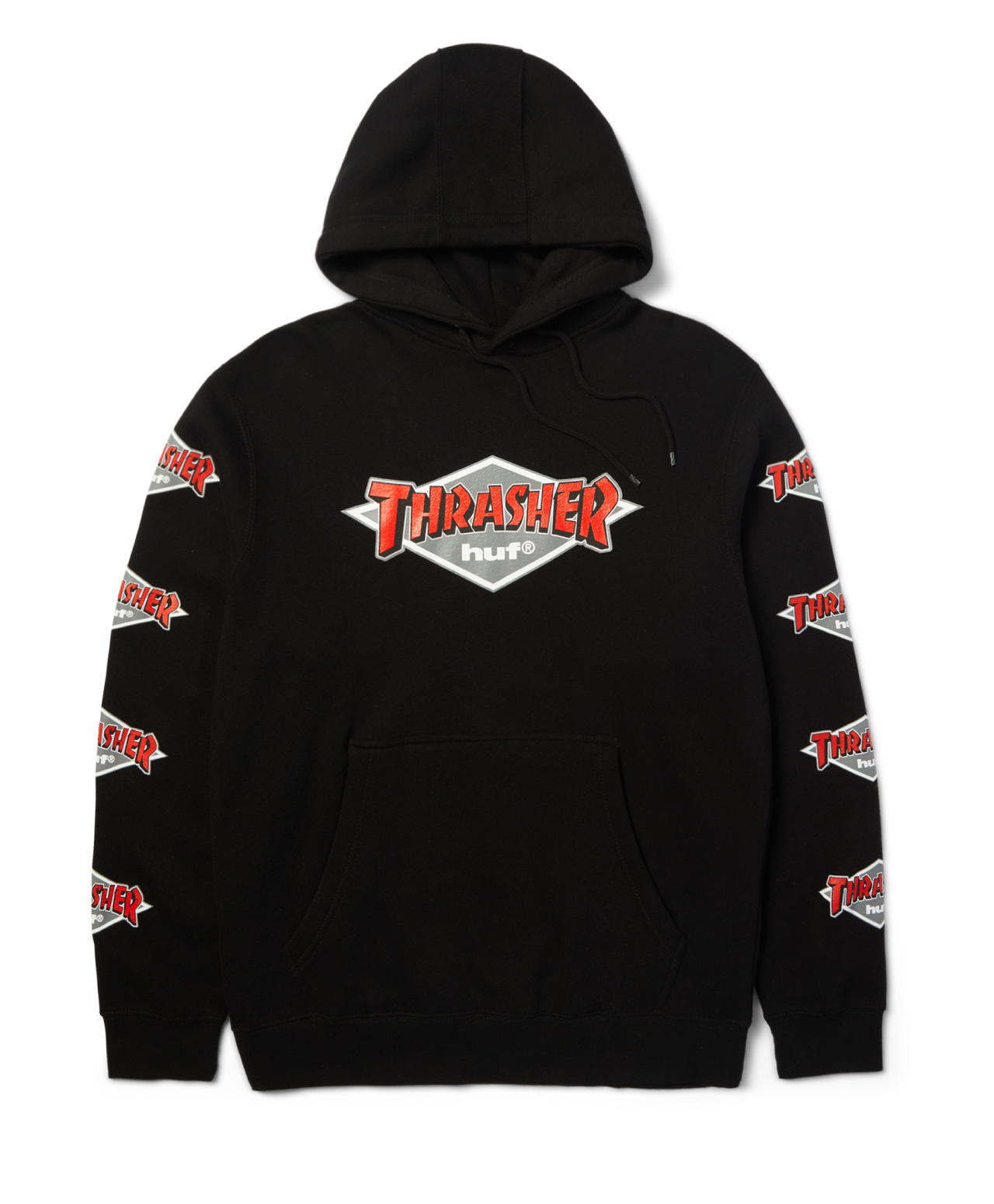 HUF X THRASHER LOGO HOOD BLACK