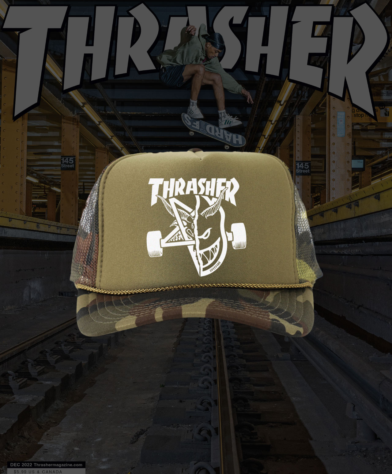 THRASHER X SPITFIRE THRASH & BURN TRUCKER HAT CAMO