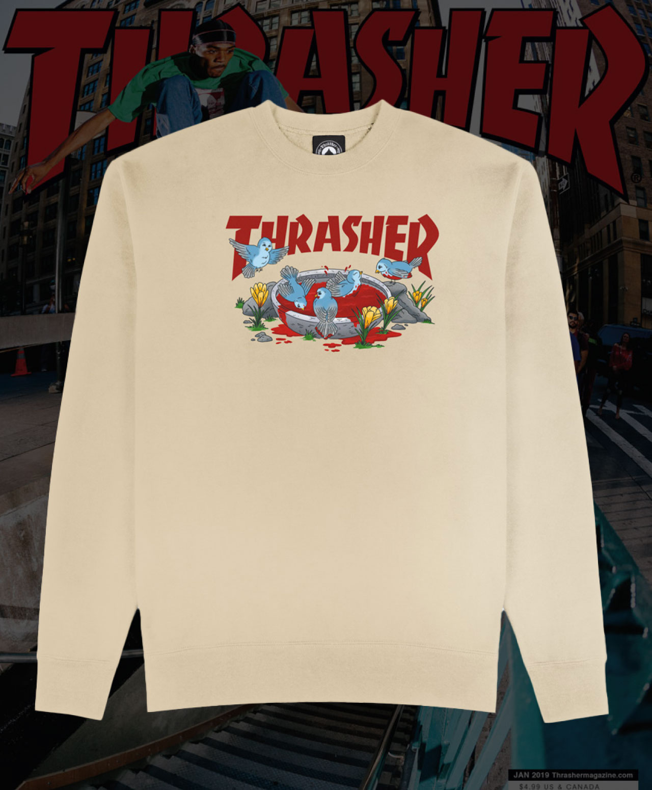 THRASHER BLOOD BATH CREW SAND