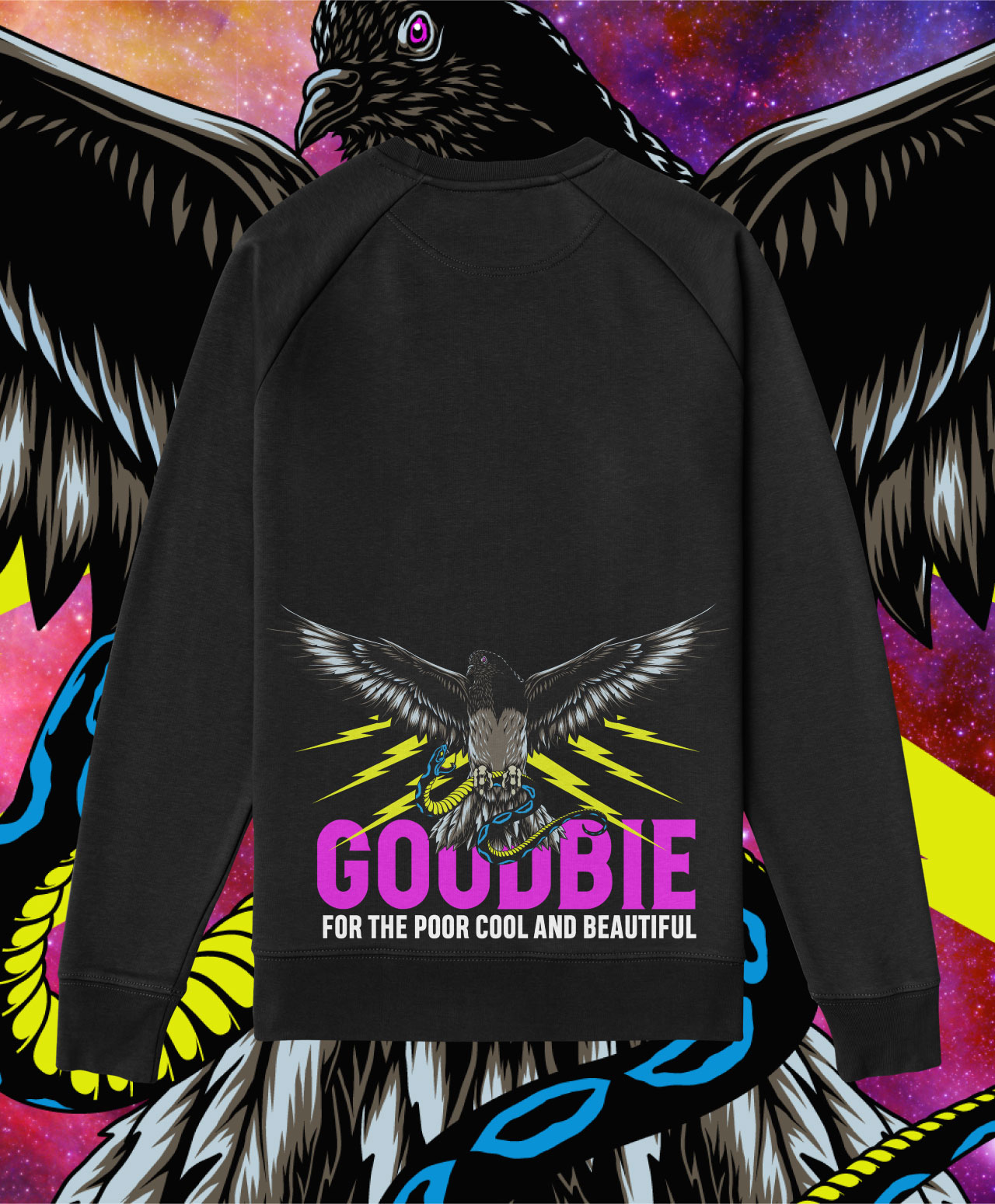 GOODBIE PIGEON NEON CREW BLACK