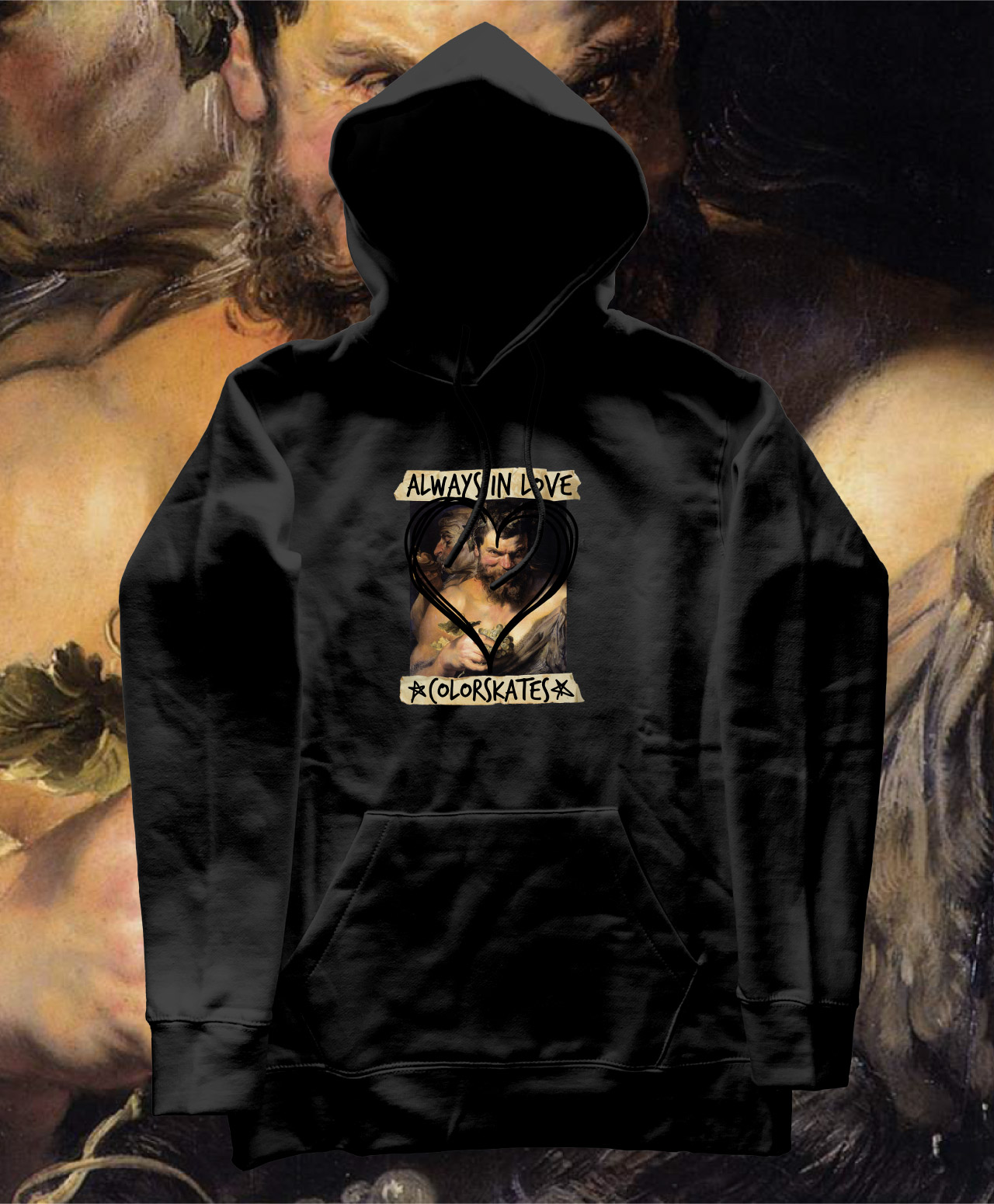 COLOR SATYRS IN LOVE PREMIUM HOOD BLACK