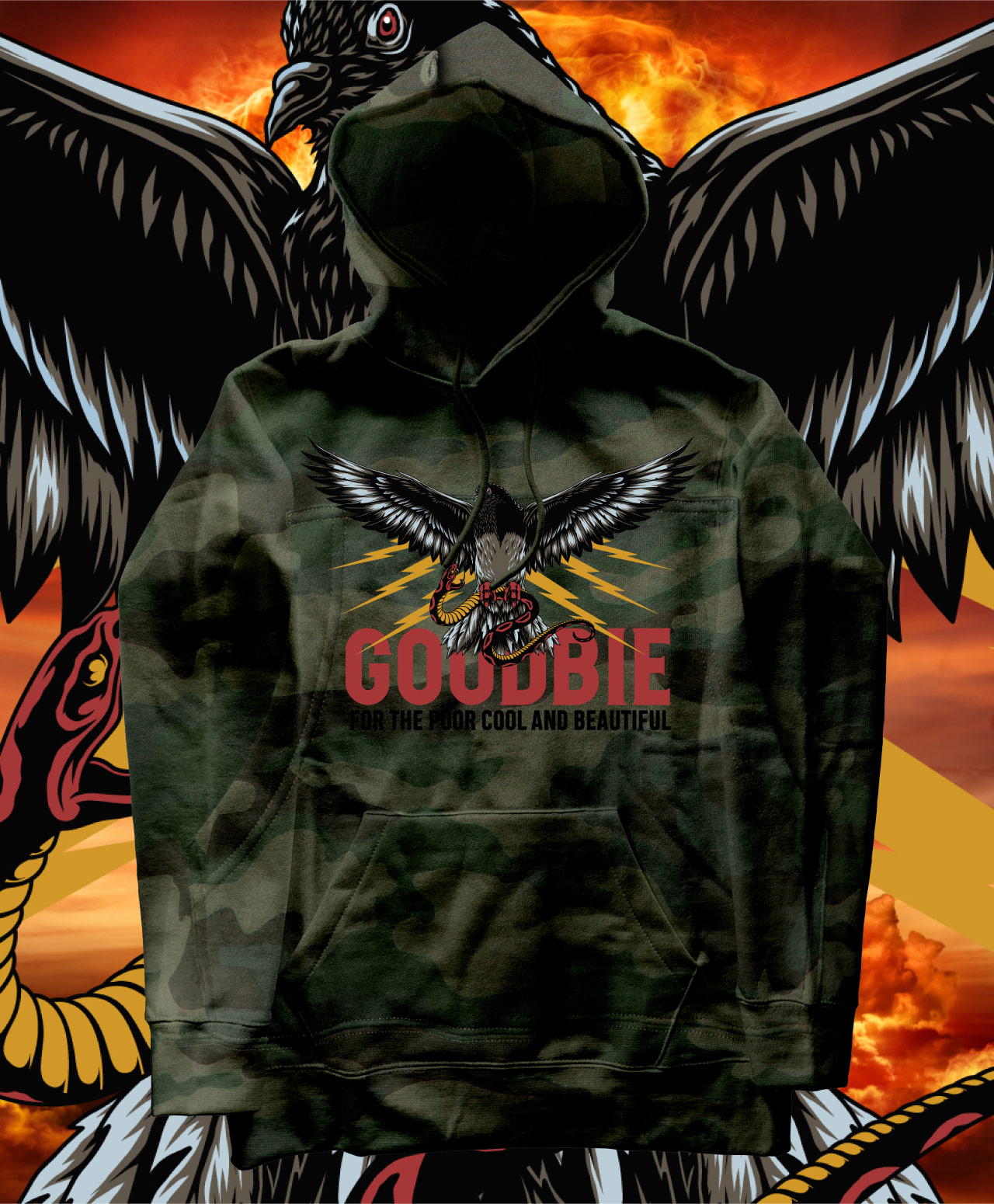 GOODBIE PIGEON PREMIUM HOOD FOREST CAMO