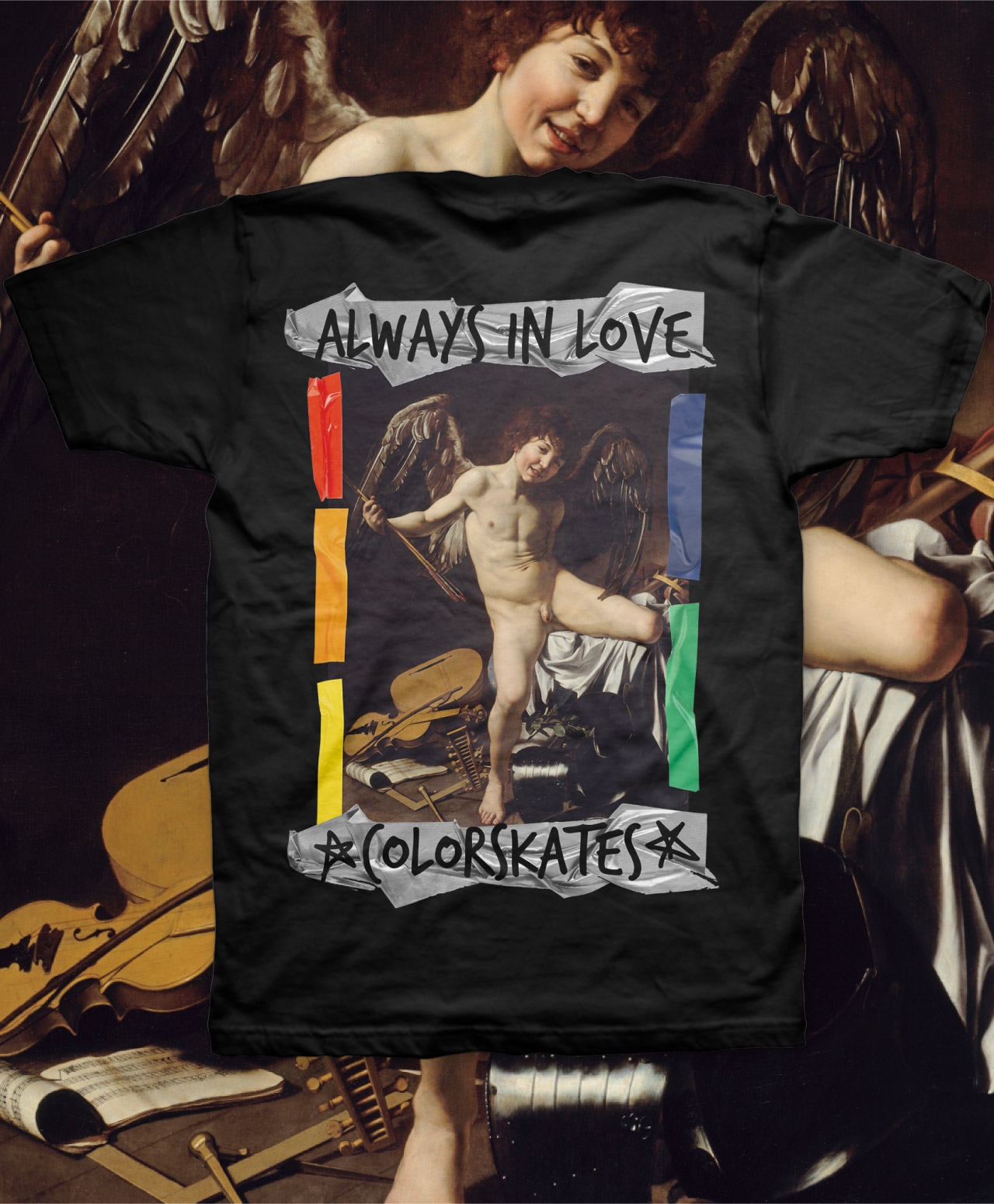 COLOR CUPID IN LOVE LARGE TEE BLACK