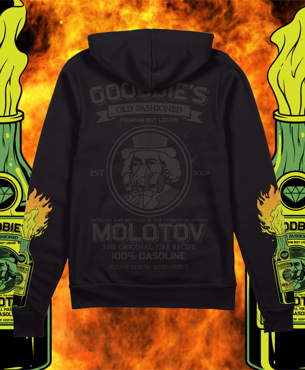 GOODBIE RIOT LIQUOR ZIP HOOD BLACK