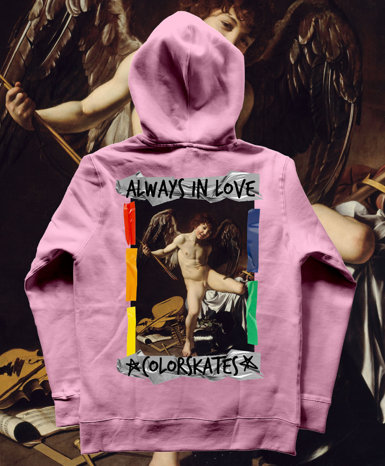 COLOR CUPID IN LOVE LARGE PREMIUM ZIP HOOD PINK