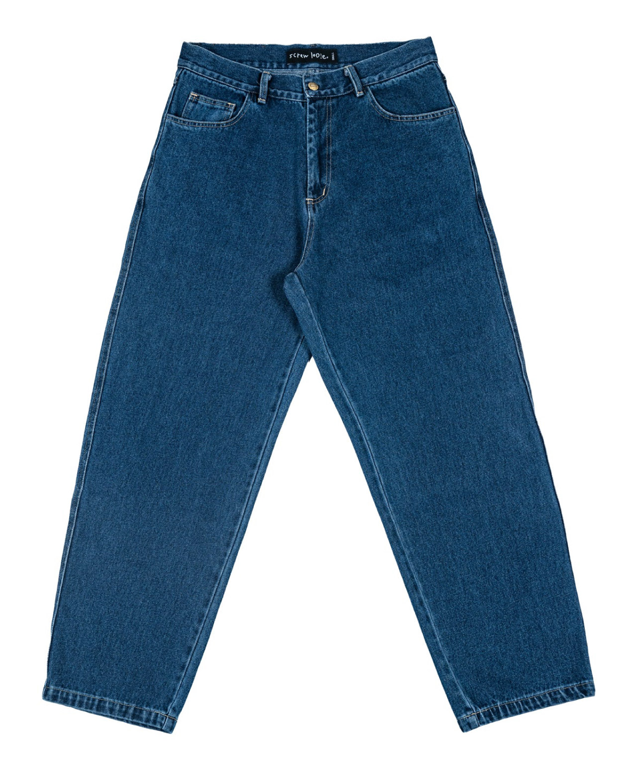 SCREW LOOSE BARREL PANTS WASHED BLUE
