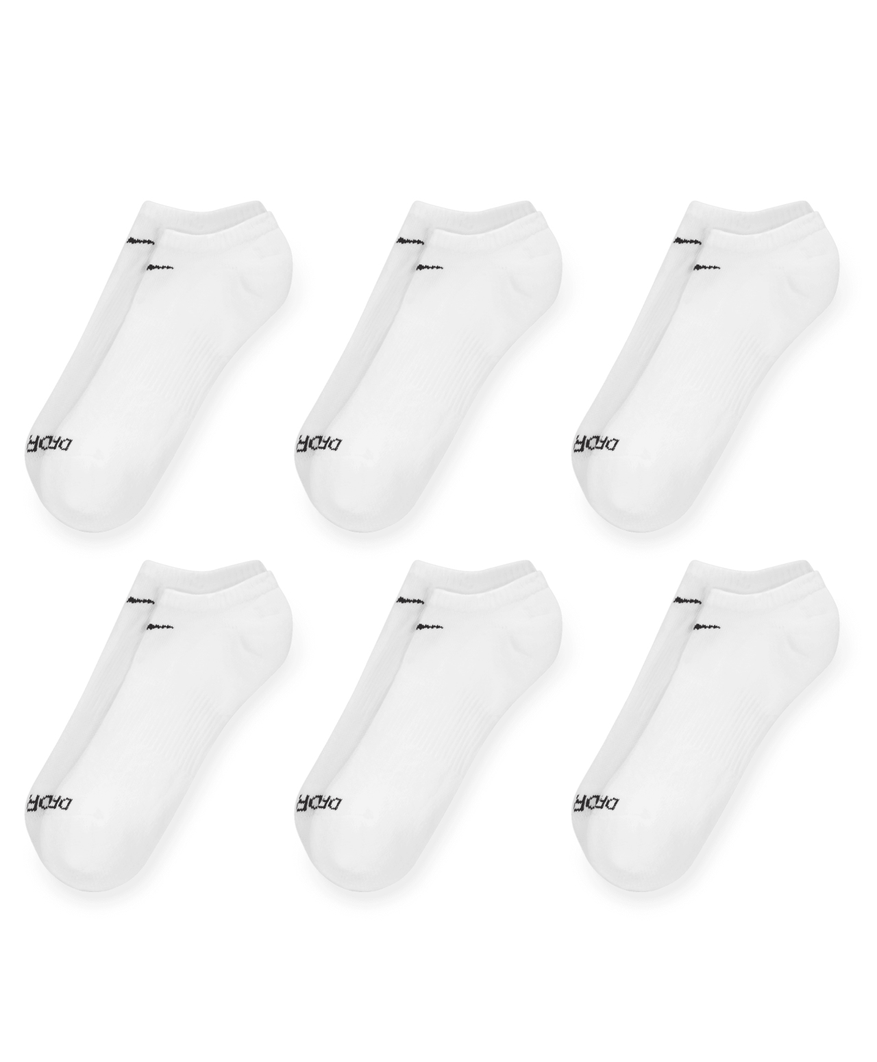 NIKE EVERYDAY PLUS CUSHIONED NO SHOW SOCKS 6-PACK WHITE/BLACK