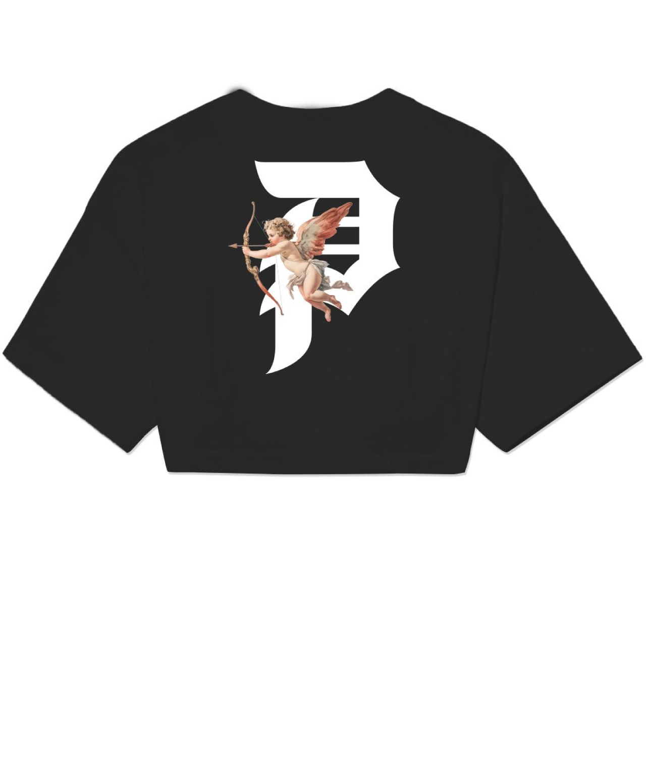 PRIMITIVE VALENTINES DAY WOMENS SHOOTER CROP TEE BLACK