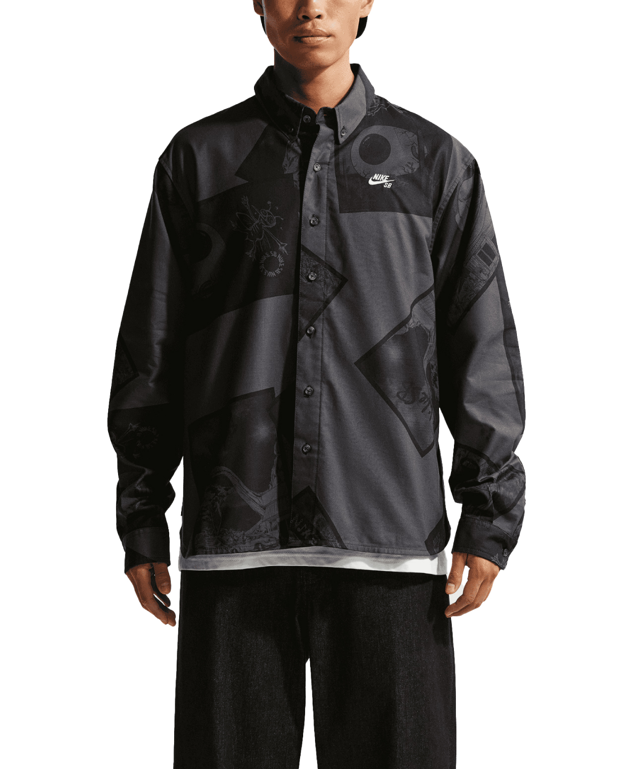 NIKE SB MISS YOU BUTTON-UP SHIRT ANTHRACITE
