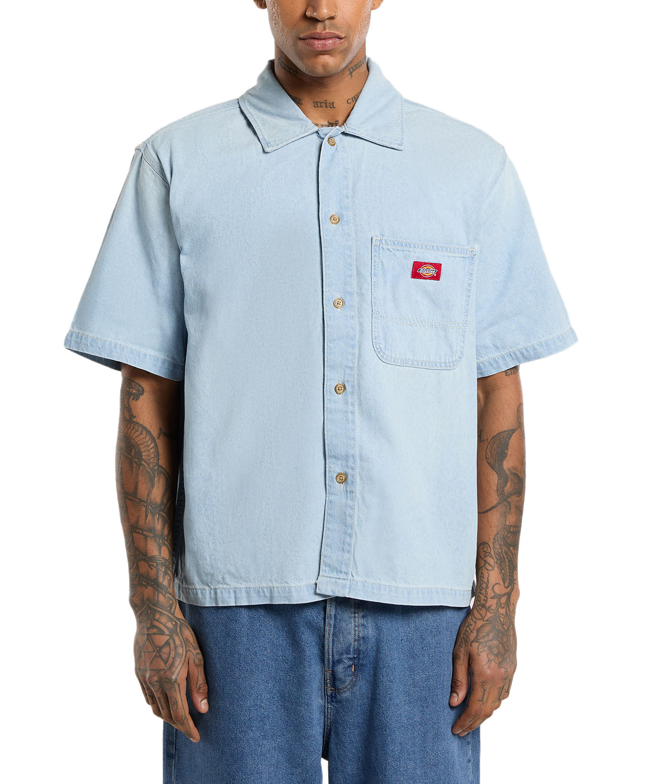 DICKIES SHORT SLEEVE DENIM SHIRT FOG BLUE