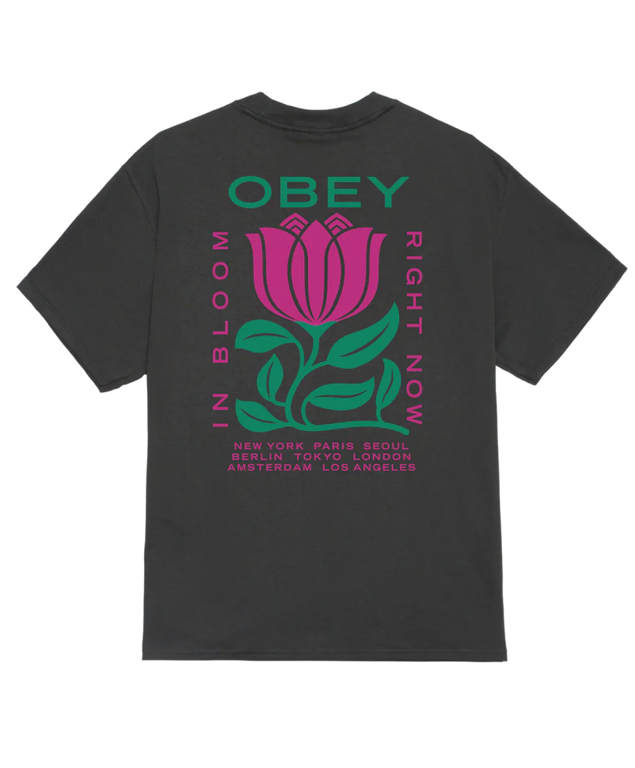 OBEY IN BLOOM TEE VINTAGE BLACK