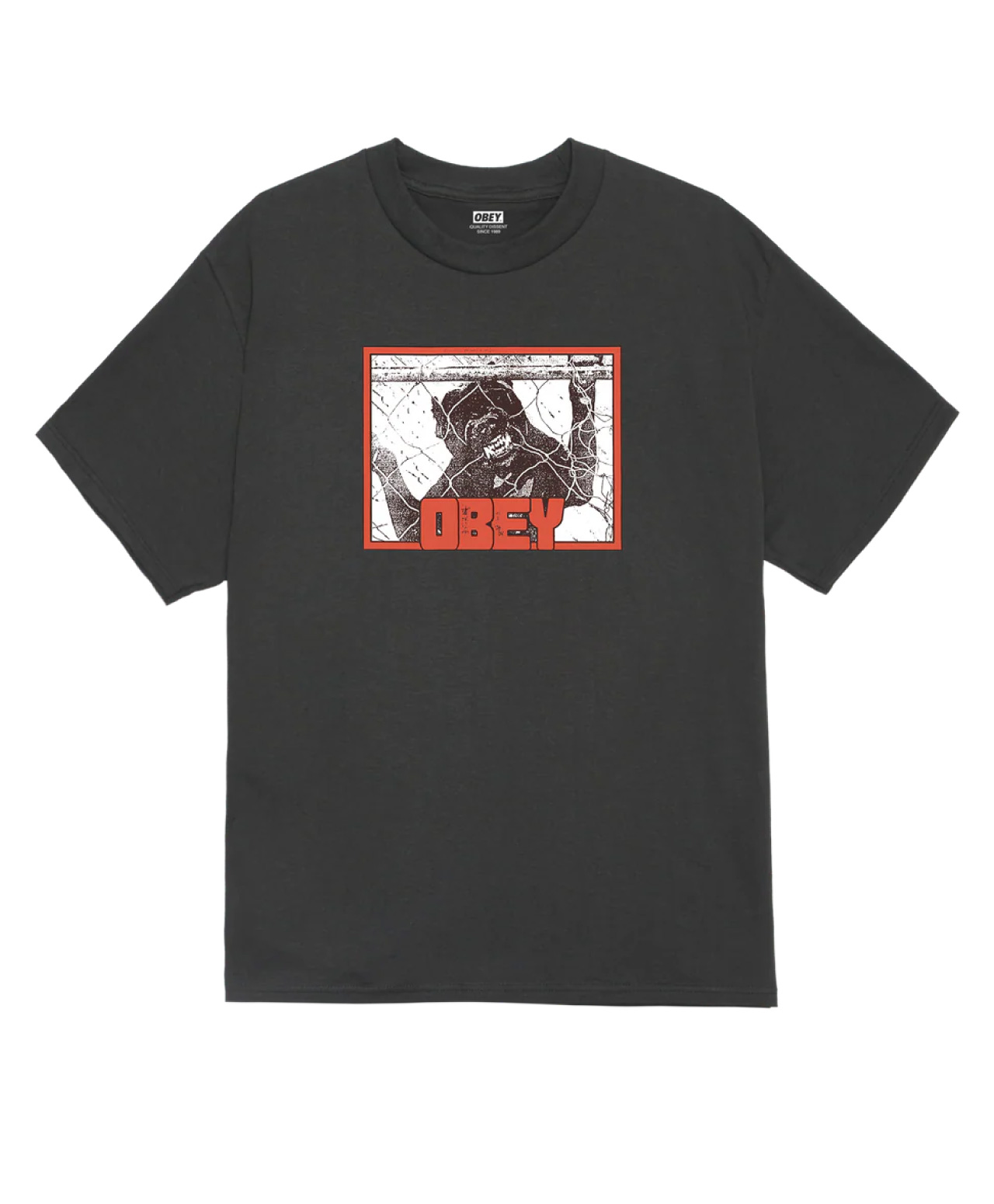OBEY BEWARE TEE VINTAGE BLACK
