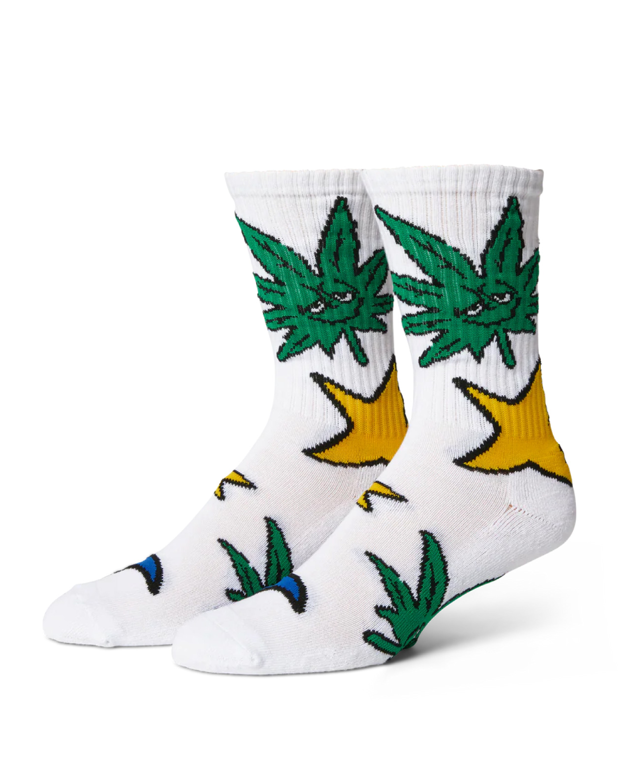 HUF GREEN BUDDY STAR SIGN SOCKS WHITE