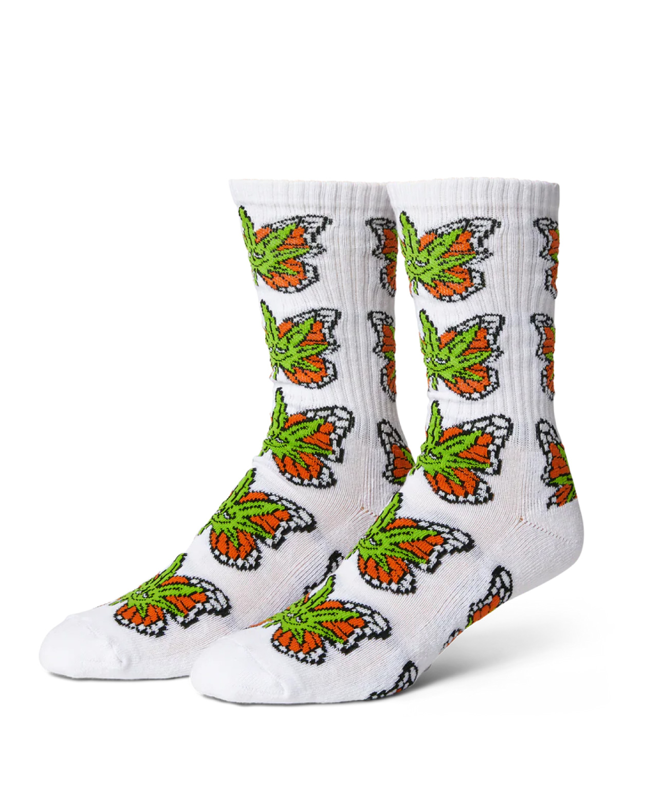 HUF GREEN BUDDERFLY SOCKS WHITE