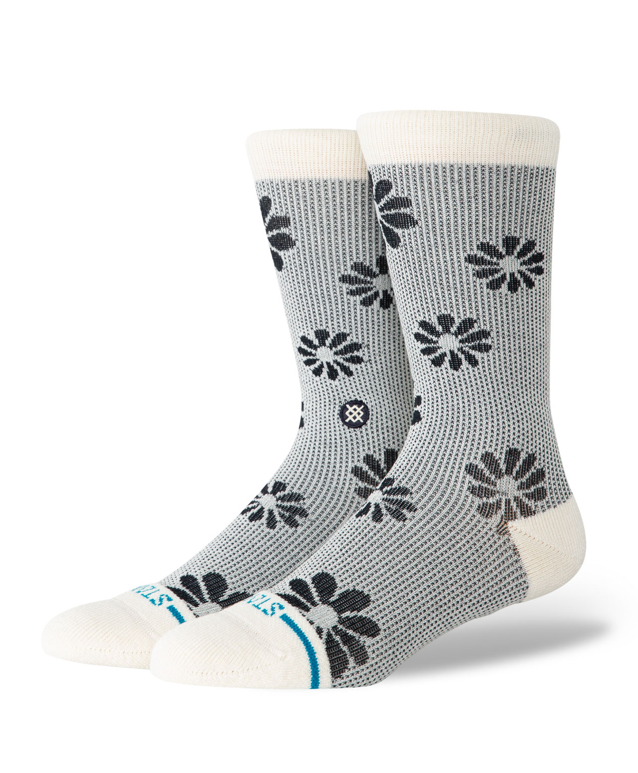 STANCE FLORAL STITCH CREW SOCKS IVORY