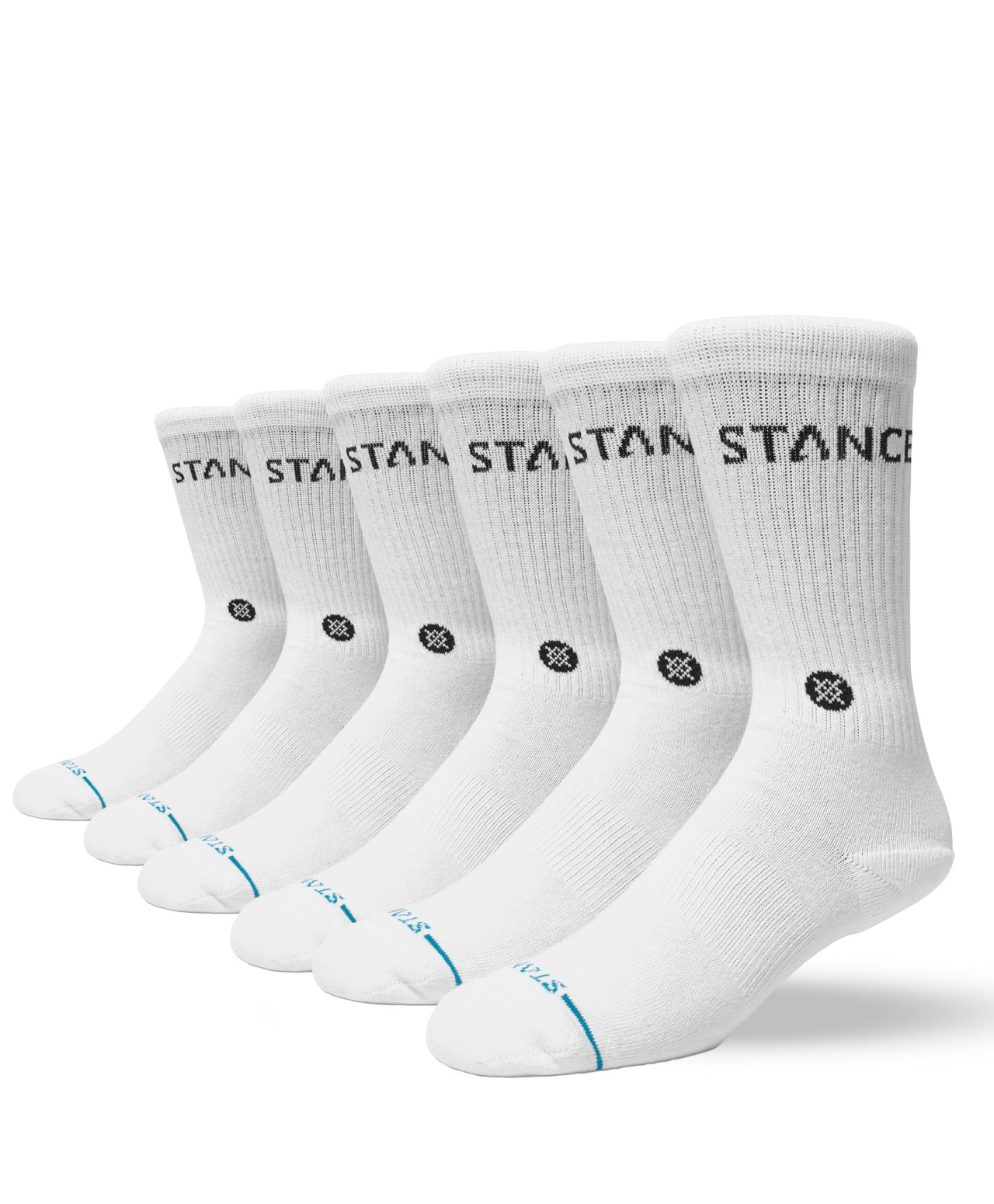 STANCE ORIGIN CREW SOCKS 6-PACK WHITE