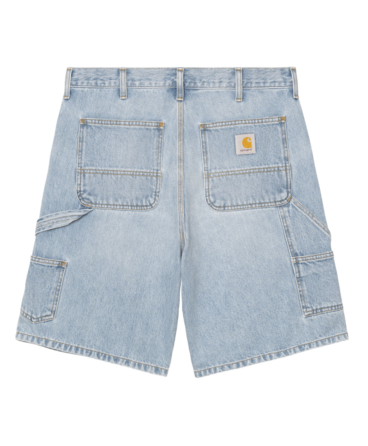 CARHARTT WIP DOUBLE KNEE SHORT BLUE HEAVY WORN BLEACHED