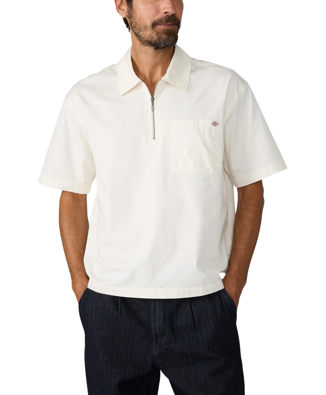 DICKIES CADIZ QUARTER ZIP SHIRT EGRET