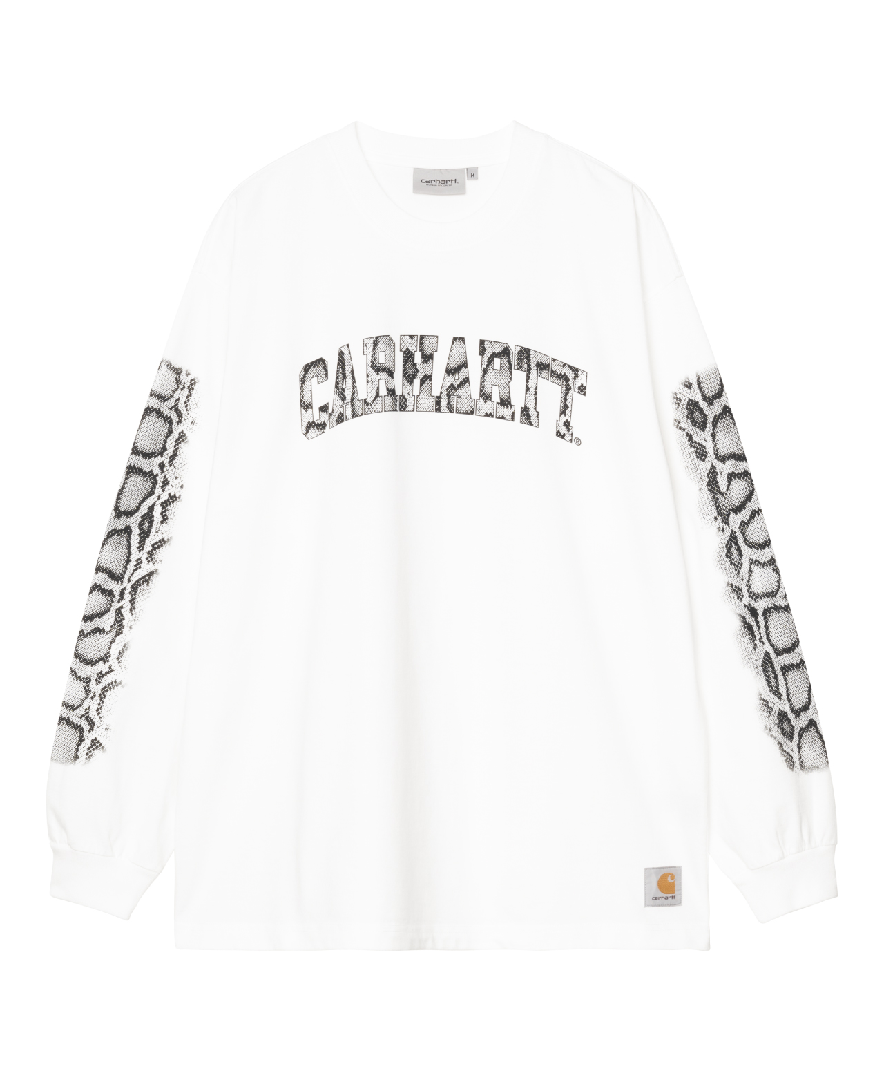 CARHARTT WIP CAMO SNAKE LONG SLEEVE WHITE HEAVY STONE WASH