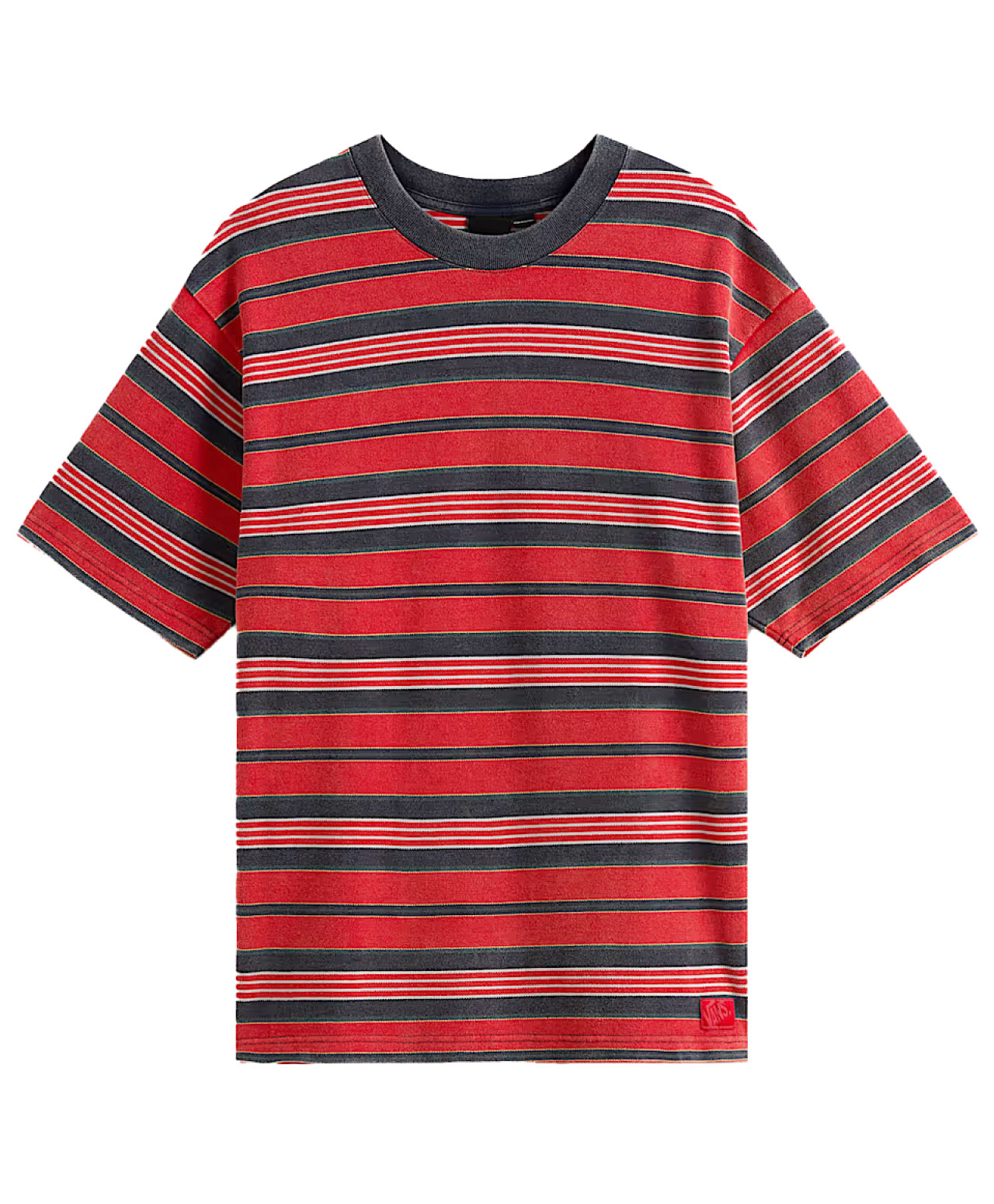 VANS PIQUE STRIPE KNIT TEE RACING RED
