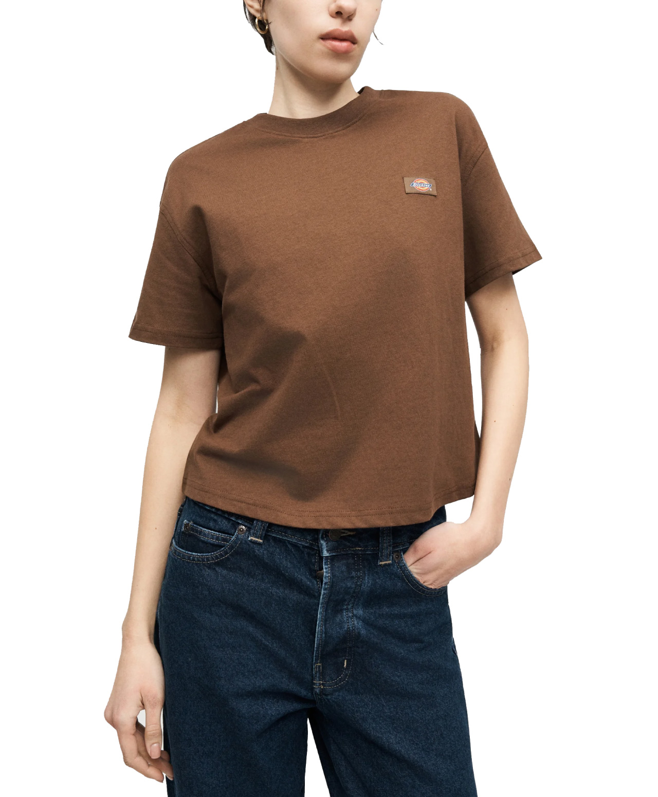 DICKIES WOMENS OAKPORT BOXY TEE TIMBER BROWN