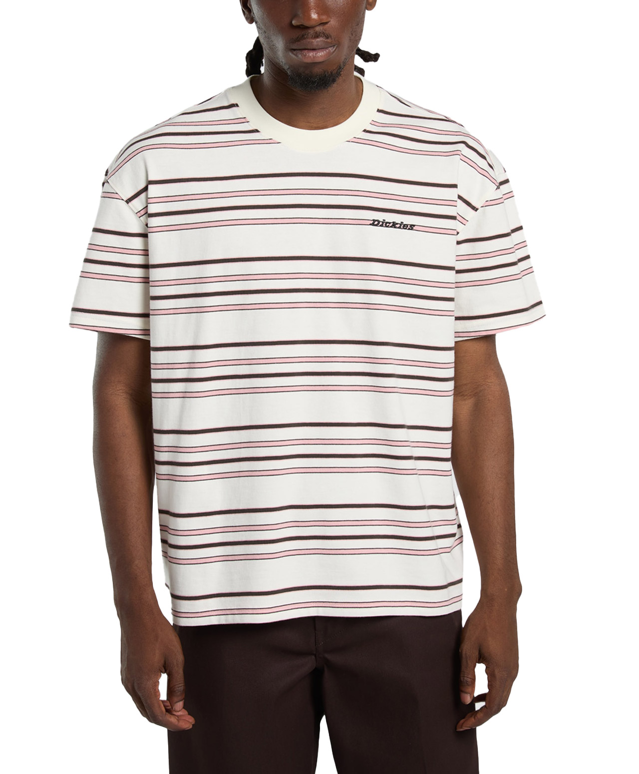 DICKIES EAST LIBERTY STRIPE TEE EGRET