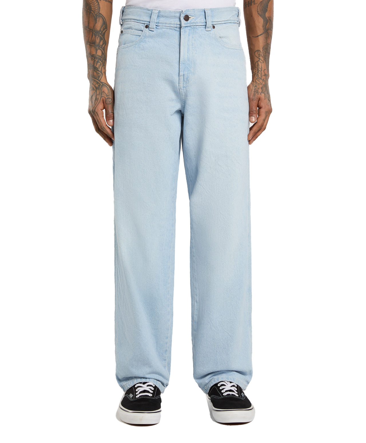 DICKIES 958 BAGGY TAPERED WORK DENIM PANTS FOG BLUE