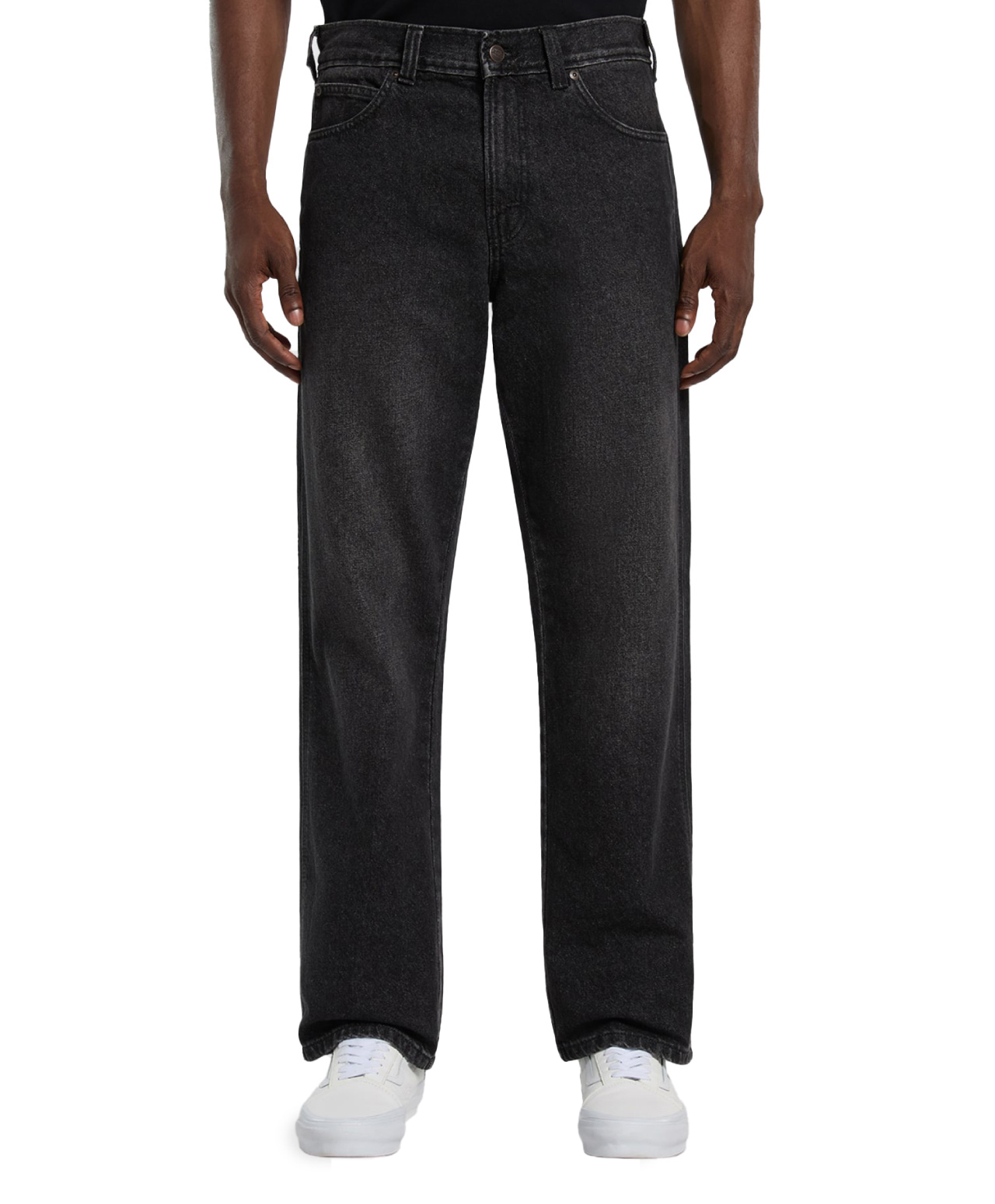 DICKIES 954 RELAXED STRAIGHT WORK DENIM PANTS BLACK WASH FADED
