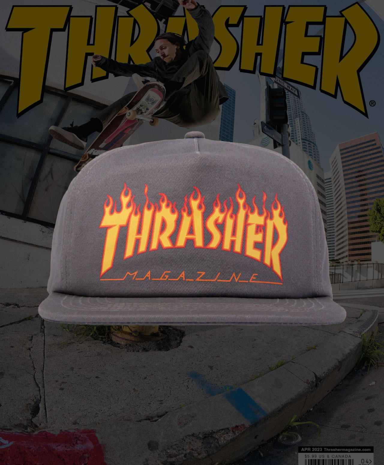THRASHER PRINTED FLAME SNAPBACK GREY