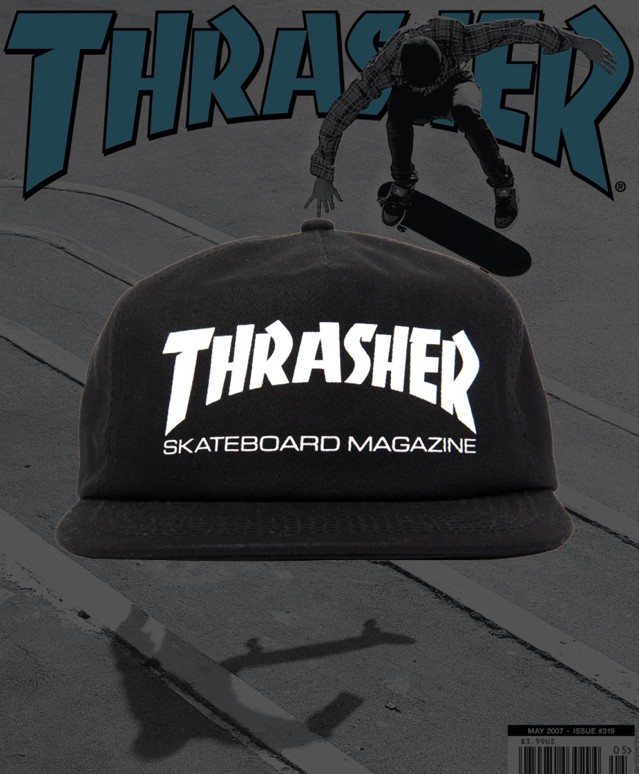 THRASHER SKATE MAG SNAPBACK BLACK/WHITE