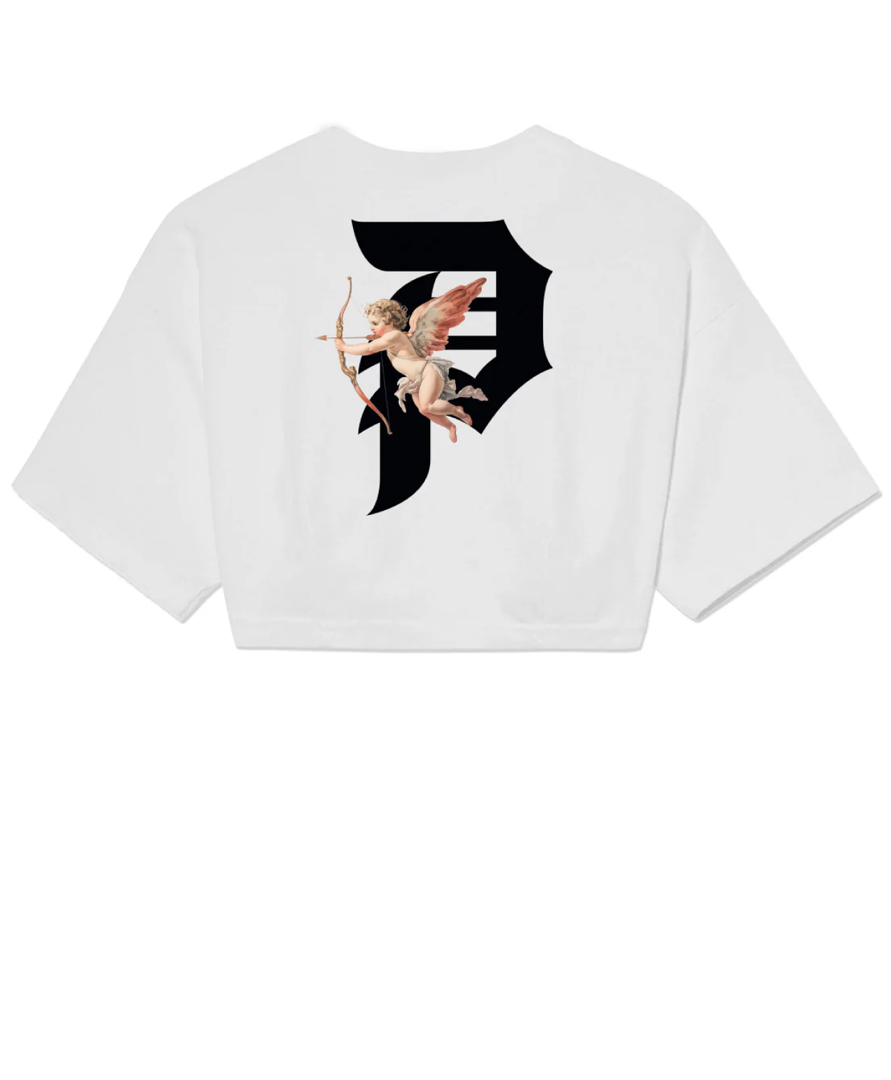 PRIMITIVE VALENTINES DAY WOMENS SHOOTER CROP TEE WHITE