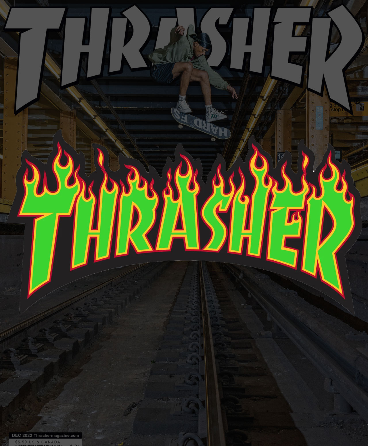 THRASHER FLAME LARGE STICKER BLACK/GREEN
