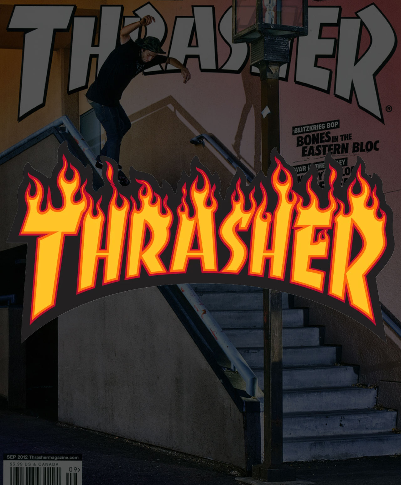 THRASHER FLAME LARGE STICKER BLACK/YELLOW