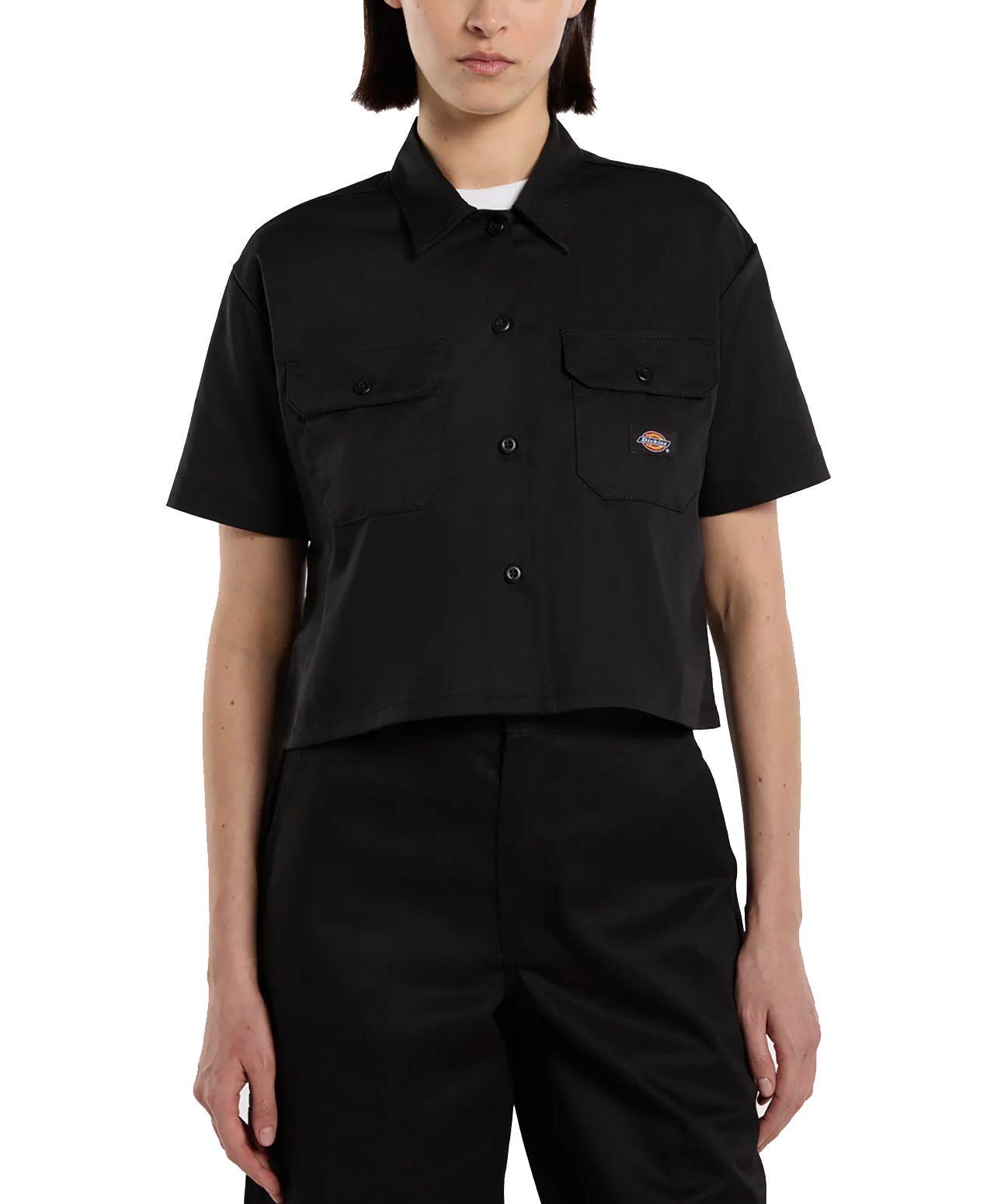 DICKIES WOMENS CROPPED WORK SHIRT BLACK