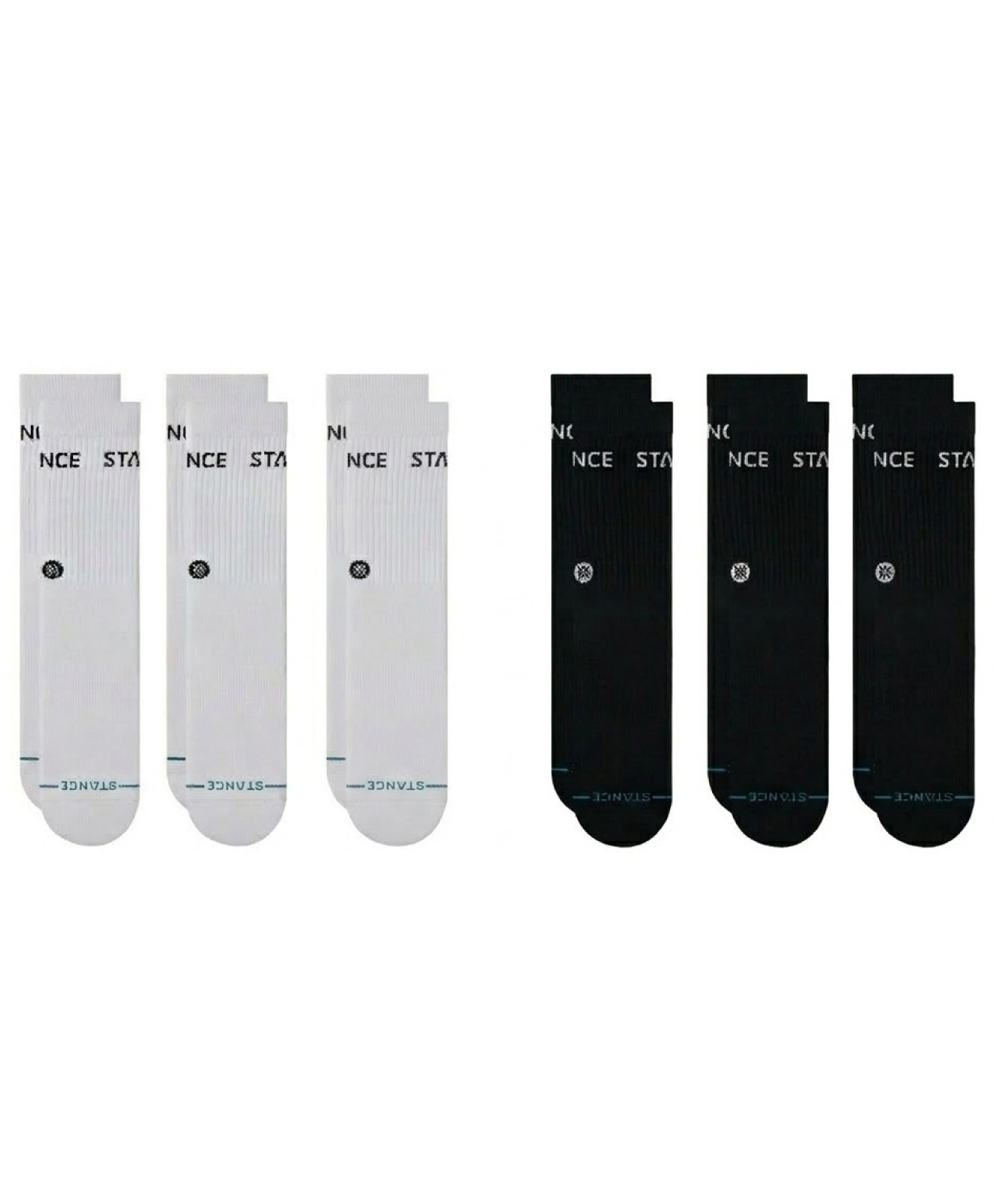 STANCE ORIGIN QUARTER SOCKS 6-PACK WHITE/BLACK