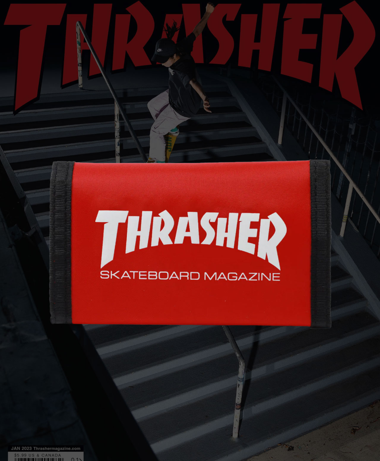 THRASHER SKATE MAG WALLET RED