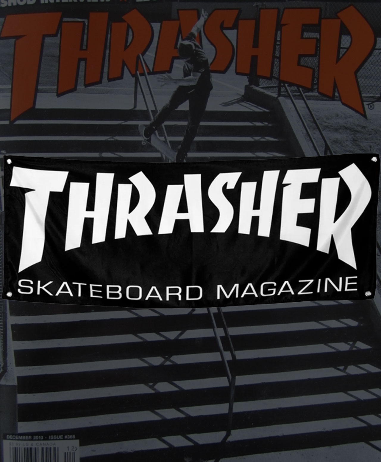 THRASHER SKATE MAG BANNER BLACK