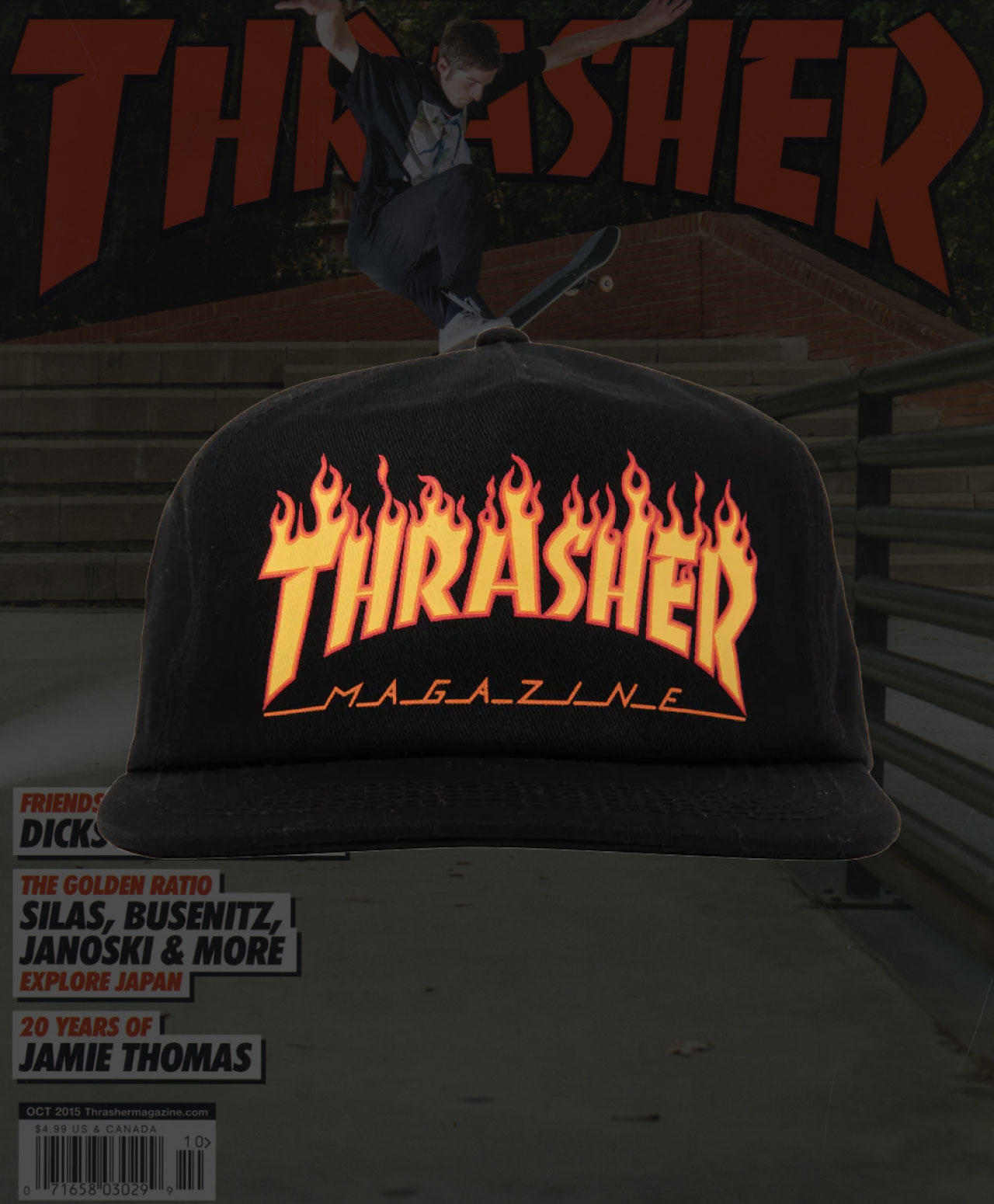 THRASHER PRINTED FLAME SNAPBACK BLACK