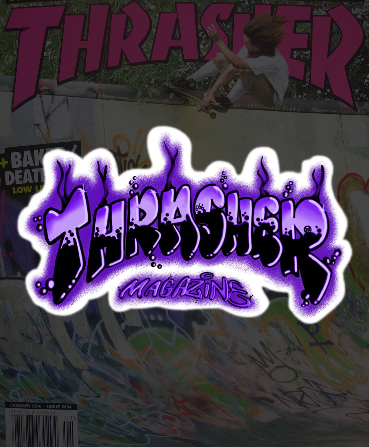 THRASHER AIRBRUSH STICKER PURPLE