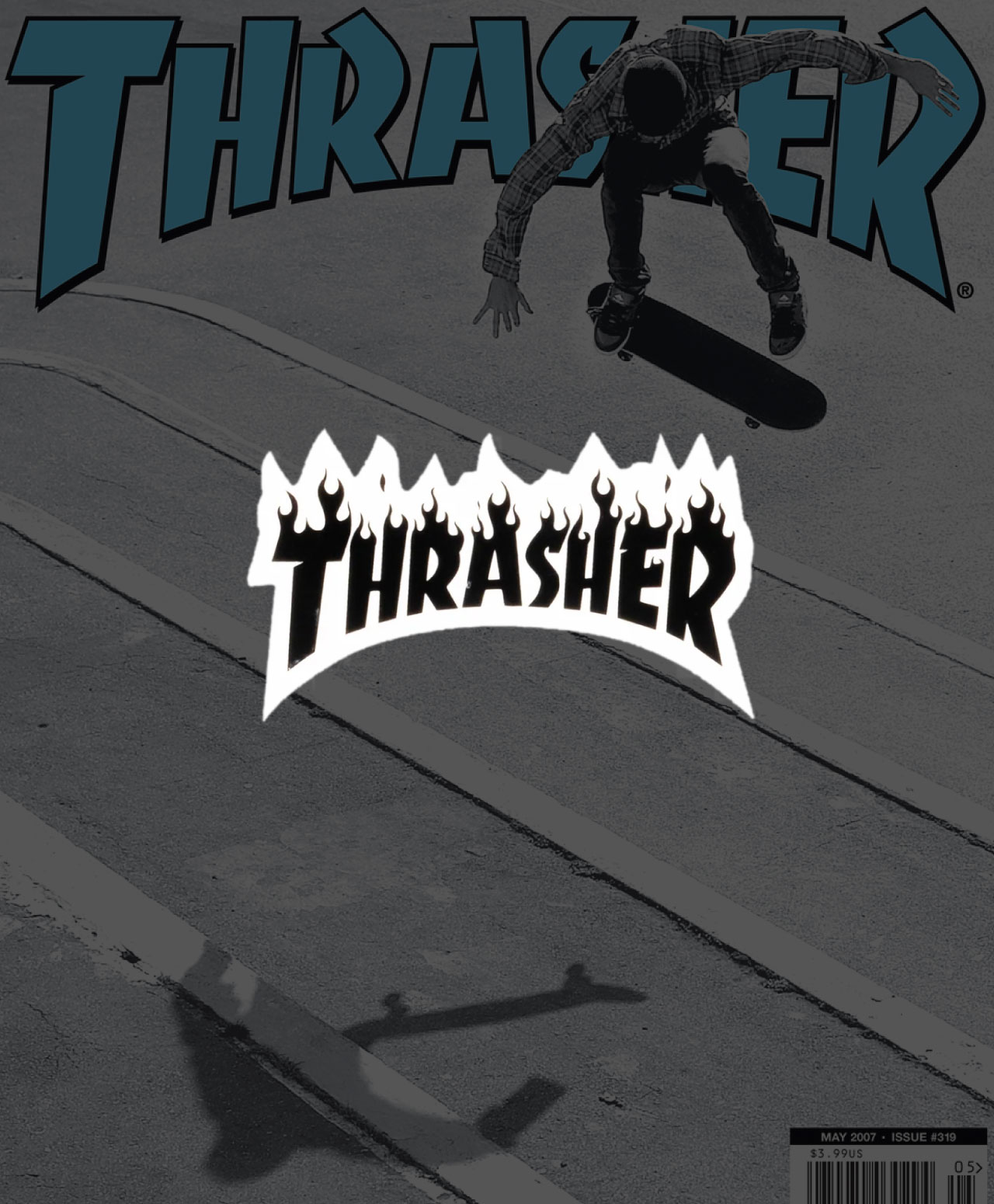 THRASHER FLAME SMALL STICKER BLACK