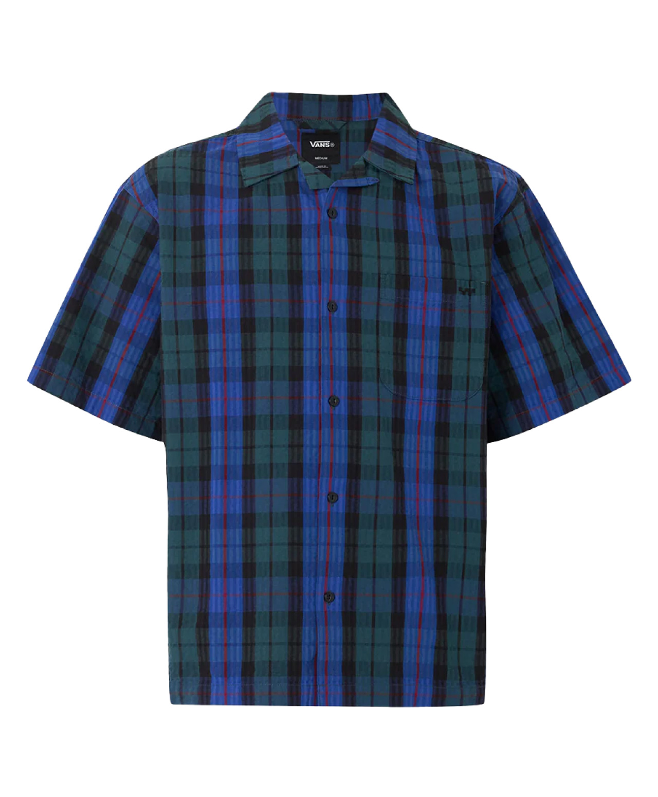 VANS LX SEERSUCKER PLAID WOVEN SHIRT ROYAL COBALT/MYSTIC MOSS