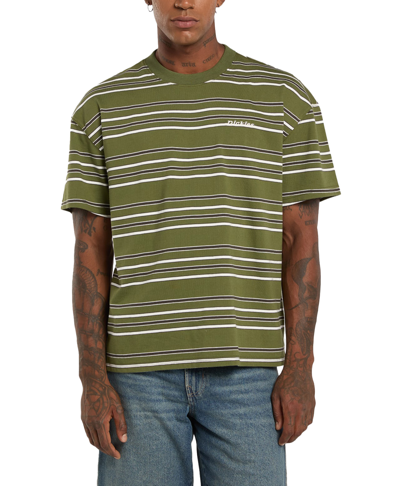 DICKIES EAST LIBERTY STRIPE TEE CYPRESS