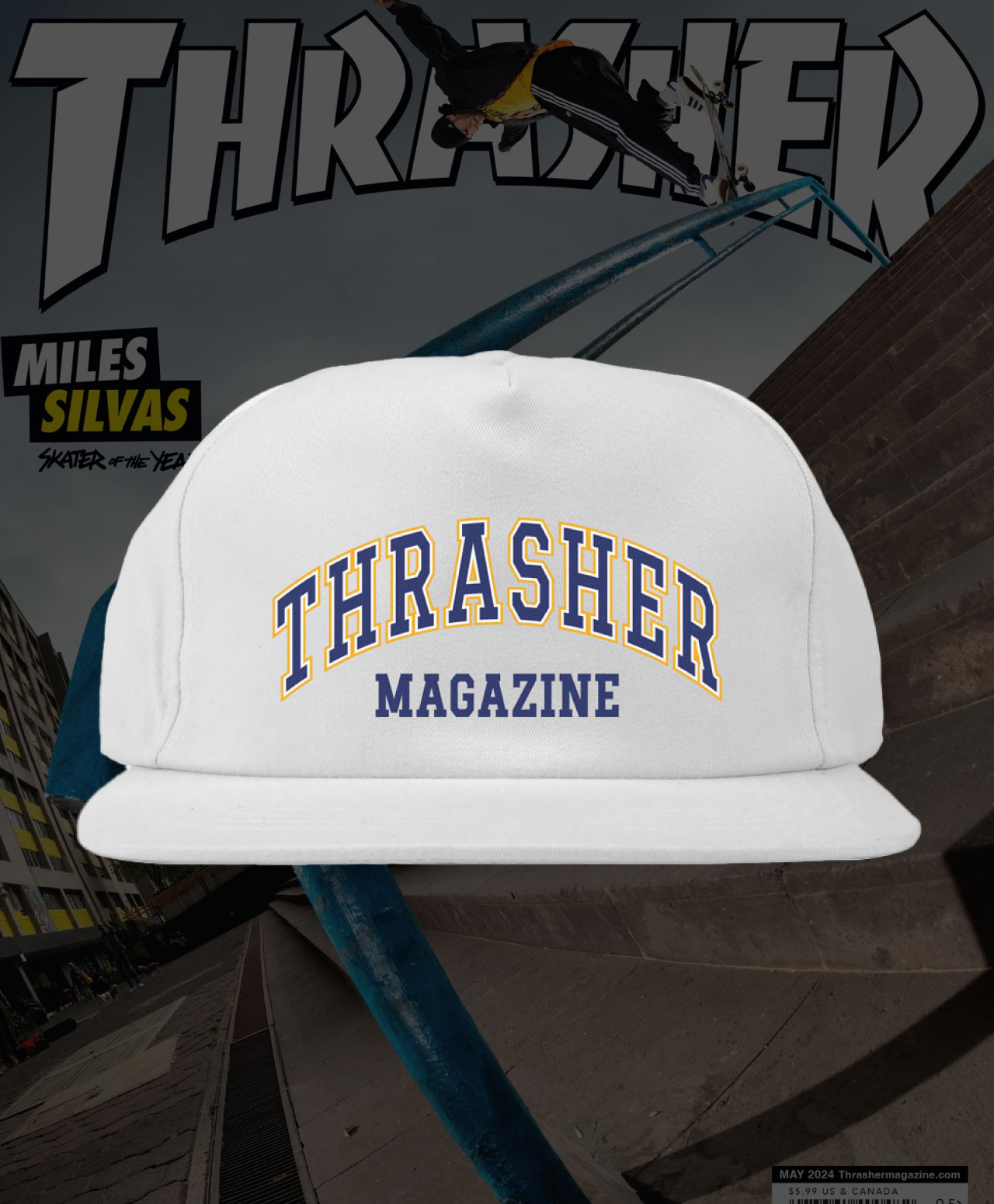 THRASHER DROPOUT SNAPBACK WHITE